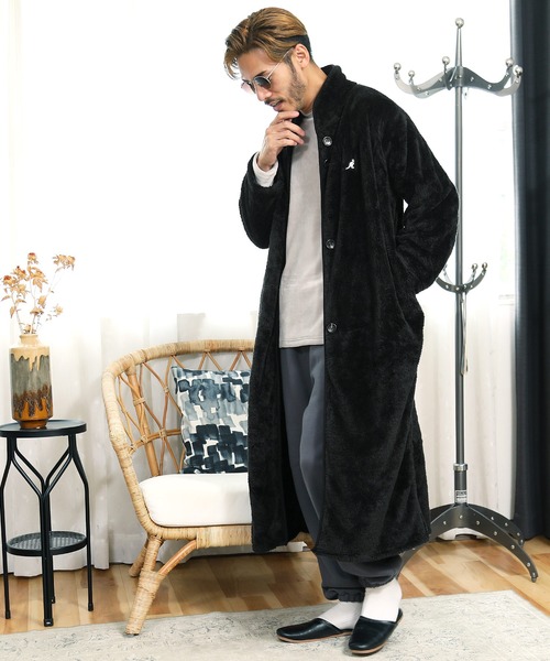KANGOL(カンゴール)の「KANGOL/カンゴール 着る毛布 ルームウエア ボア ロングカーディガン(ルームウェア/パジャマ・メンズ・ブラック/グレイッシュベージュ/ホワイト・FREE)」の14枚目の写真