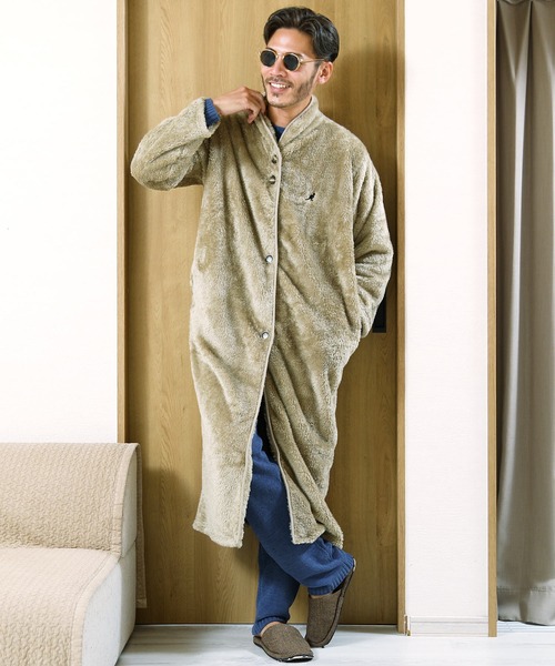 KANGOL(カンゴール)の「KANGOL/カンゴール 着る毛布 ルームウエア ボア ロングカーディガン(ルームウェア/パジャマ・メンズ・ブラック/グレイッシュベージュ/ホワイト・FREE)」の10枚目の写真