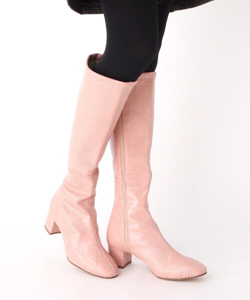En Punto（エンプント）の「◆スクエアトゥストレッチロングブーツ（ブーツ・レディース・ブラック系/アイボリー/ピンク系9・LL/L/S/M）」の3枚目の写真