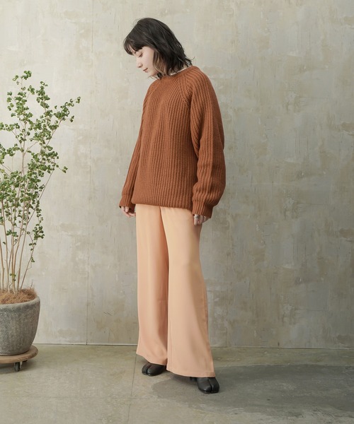 Lull（ルル）の「【Lull / ルル】サイドベルトハイウエストタックスラックス（スラックス・レディース・ブラック/サックスブルー/ピンク/オレンジ/グリーン/ラベンダー・ONESIZE）」の6枚目の写真