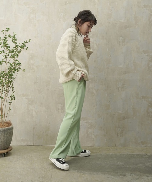 Lull（ルル）の「【Lull / ルル】サイドベルトハイウエストタックスラックス（スラックス・レディース・ブラック/サックスブルー/ピンク/オレンジ/グリーン/ラベンダー・ONESIZE）」の22枚目の写真