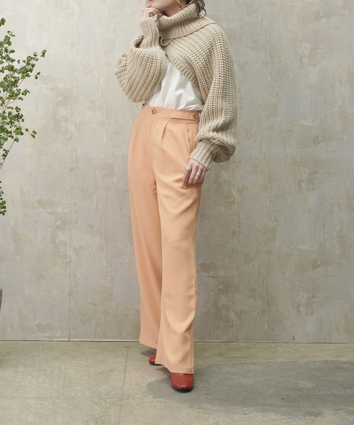 Lull（ルル）の「【Lull / ルル】サイドベルトハイウエストタックスラックス（スラックス・レディース・ブラック/サックスブルー/ピンク/オレンジ/グリーン/ラベンダー・ONESIZE）」の17枚目の写真