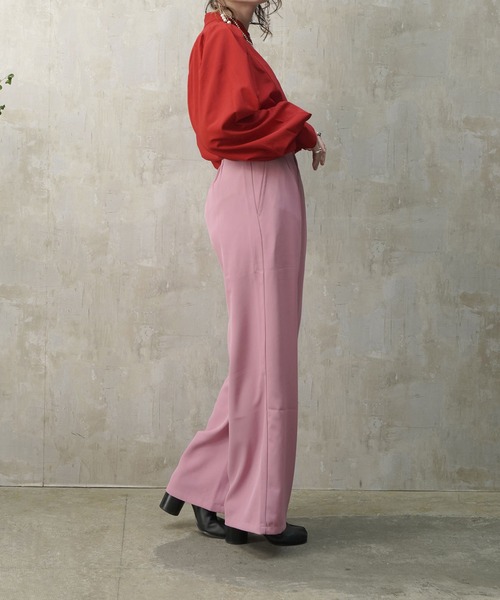 Lull（ルル）の「【Lull / ルル】サイドベルトハイウエストタックスラックス（スラックス・レディース・ブラック/サックスブルー/ピンク/オレンジ/グリーン/ラベンダー・ONESIZE）」の20枚目の写真