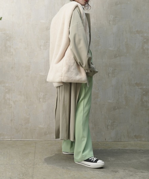 Lull（ルル）の「【Lull / ルル】サイドベルトハイウエストタックスラックス（スラックス・レディース・ブラック/サックスブルー/ピンク/オレンジ/グリーン/ラベンダー・ONESIZE）」の8枚目の写真