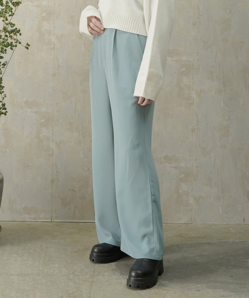 Lull（ルル）の「【Lull / ルル】サイドベルトハイウエストタックスラックス（スラックス・レディース・ブラック/サックスブルー/ピンク/オレンジ/グリーン/ラベンダー・ONESIZE）」の9枚目の写真