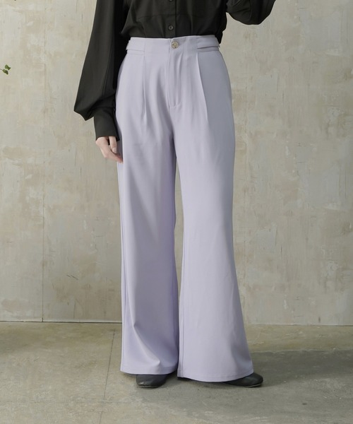 Lull（ルル）の「【Lull / ルル】サイドベルトハイウエストタックスラックス（スラックス・レディース・ブラック/サックスブルー/ピンク/オレンジ/グリーン/ラベンダー・ONESIZE）」の14枚目の写真