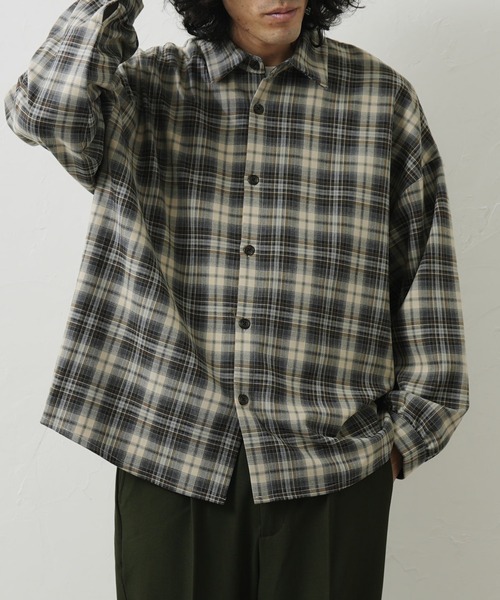 CPCM（シーピーシーエム）の「TRチェック長袖BIGシャツ（シャツ/ブラウス・メンズ・ブラック/ブラウン/グレー/グリーン・MEDIUM/LARGE）」の2枚目の写真