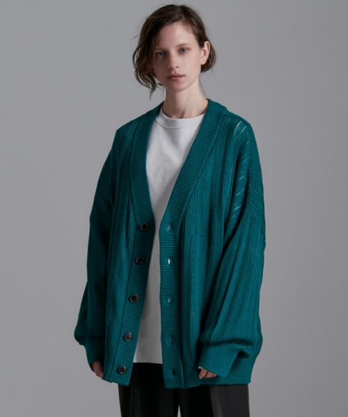 Loose/ルース（ルース）の「ボリュームスリーブ シアーメッシュカーディガン（カーディガン/ボレロ・メンズ・チャコールグレー/アッシュグレー/ブルー系その他/グリーン/パープル・S/M/L）」の4枚目の写真