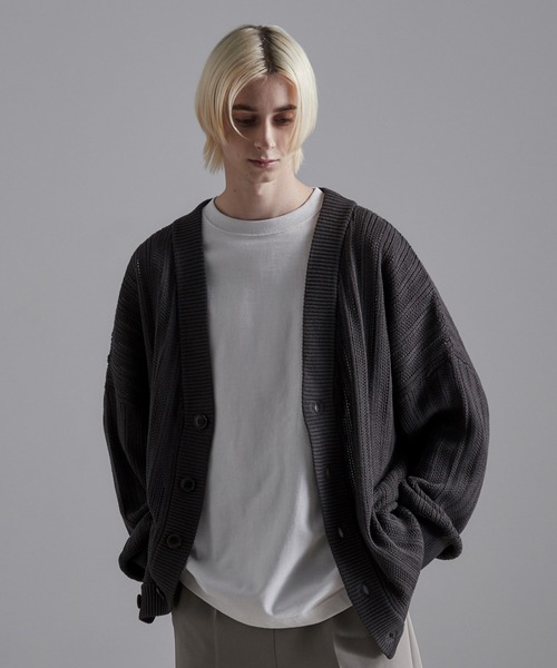 Loose/ルース（ルース）の「ボリュームスリーブ シアーメッシュカーディガン（カーディガン/ボレロ・メンズ・チャコールグレー/アッシュグレー/ブルー系その他/グリーン/パープル・S/M/L）」の9枚目の写真