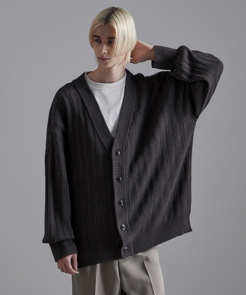 Loose/ルース（ルース）の「ボリュームスリーブ シアーメッシュカーディガン（カーディガン/ボレロ・メンズ・チャコールグレー/アッシュグレー/ブルー系その他/グリーン/パープル・S/M/L）」の11枚目の写真