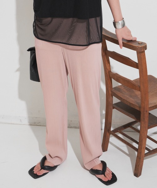 Aunt Marie's（アントマリーズ）の「ストライプバイカラーパンツ / セルフカット可能（その他パンツ・レディース・パープル/ブラック/ブルー/ピンク・FREE）」の4枚目の写真