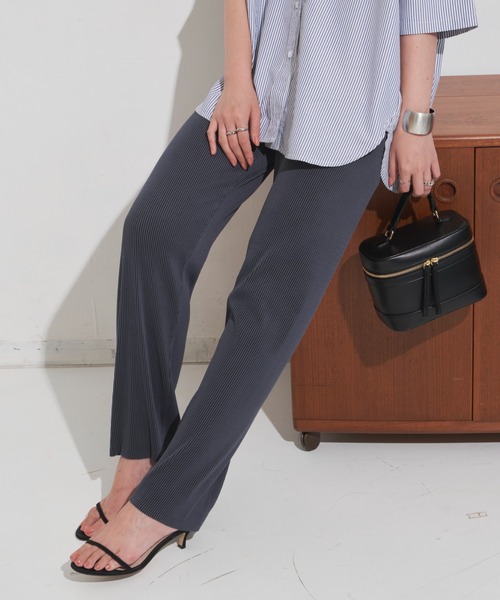 Aunt Marie's（アントマリーズ）の「ストライプバイカラーパンツ / セルフカット可能（その他パンツ・レディース・パープル/ブラック/ブルー/ピンク・FREE）」の3枚目の写真