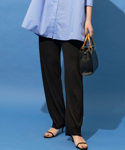 Aunt Marie's（アントマリーズ）の「ストライプバイカラーパンツ / セルフカット可能（その他パンツ・レディース・パープル/ブラック/ブルー/ピンク・FREE）」の2枚目の写真