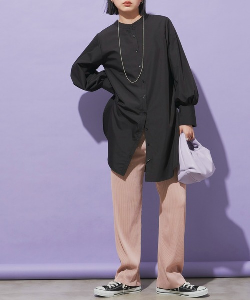 Aunt Marie's（アントマリーズ）の「ストライプバイカラーパンツ / セルフカット可能（その他パンツ・レディース・パープル/ブラック/ブルー/ピンク・FREE）」の6枚目の写真