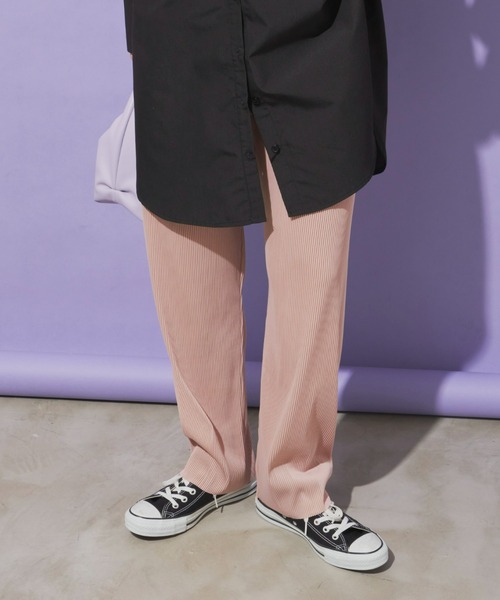 Aunt Marie's（アントマリーズ）の「ストライプバイカラーパンツ / セルフカット可能（その他パンツ・レディース・パープル/ブラック/ブルー/ピンク・FREE）」の10枚目の写真