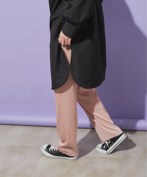 Aunt Marie's（アントマリーズ）の「ストライプバイカラーパンツ / セルフカット可能（その他パンツ・レディース・パープル/ブラック/ブルー/ピンク・FREE）」の9枚目の写真