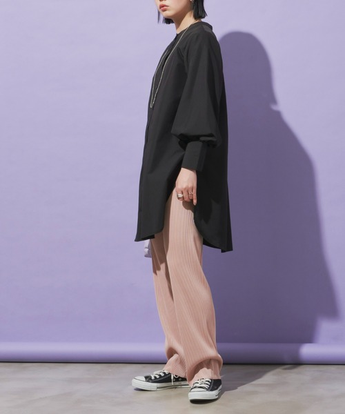 Aunt Marie's（アントマリーズ）の「ストライプバイカラーパンツ / セルフカット可能（その他パンツ・レディース・パープル/ブラック/ブルー/ピンク・FREE）」の5枚目の写真