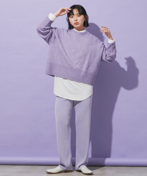 Aunt Marie's（アントマリーズ）の「ストライプバイカラーパンツ / セルフカット可能（その他パンツ・レディース・パープル/ブラック/ブルー/ピンク・FREE）」の22枚目の写真