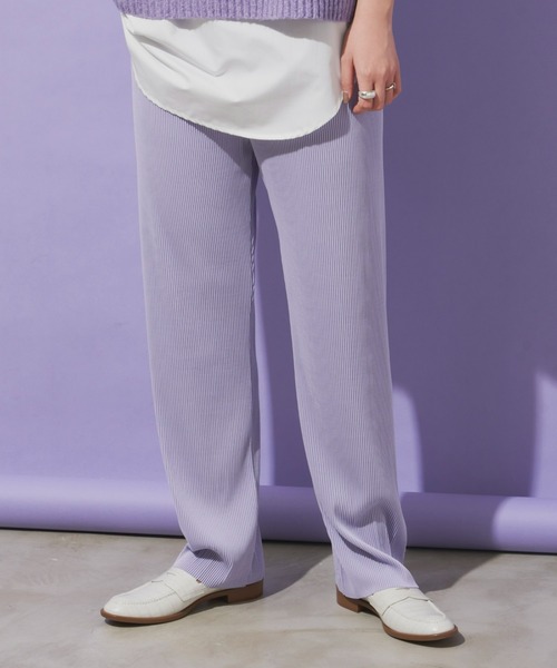 Aunt Marie's（アントマリーズ）の「ストライプバイカラーパンツ / セルフカット可能（その他パンツ・レディース・パープル/ブラック/ブルー/ピンク・FREE）」の18枚目の写真