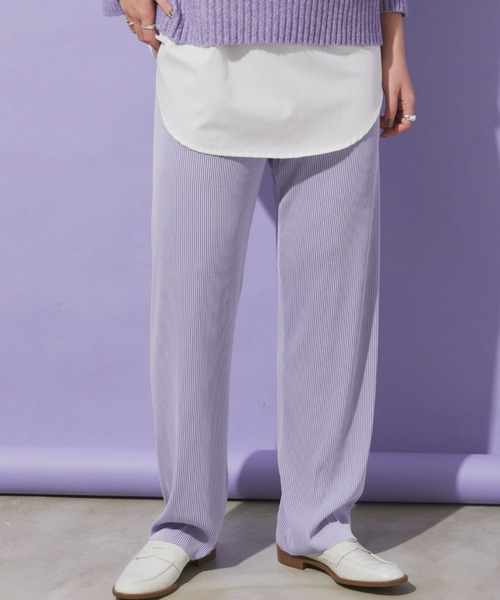 Aunt Marie's（アントマリーズ）の「ストライプバイカラーパンツ / セルフカット可能（その他パンツ・レディース・パープル/ブラック/ブルー/ピンク・FREE）」の15枚目の写真