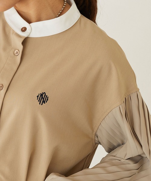 179/WG（イチナナキュウダブルジー）の「袖プリーツクレリックワンピース（ワンピース・レディース・ベージュ/ネイビー/グレー・MEDIUM）」の16枚目の写真