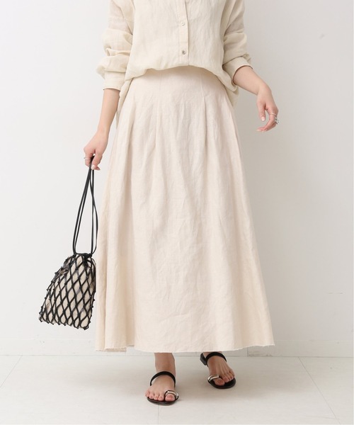 Spick & Span（スピックアンドスパン）の「リネンタックフレアースカート（スカート・レディース・チャコールグレー/ベージュ/ライトグリーン・36/38）」の5枚目の写真