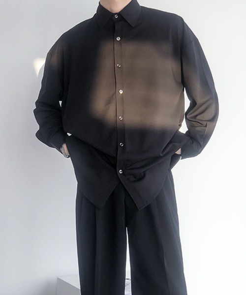 NOWLE（ノウル）の「【NOWLE】長袖 シフォン風 とろみシャツ（シャツ/ブラウス・メンズ・ブラック/ホワイト/ダークグレー/ライトグリーン/サックスブルー・MEDIUM/LARGE/XX-LARGE/X-LARGE）」の14枚目の写真