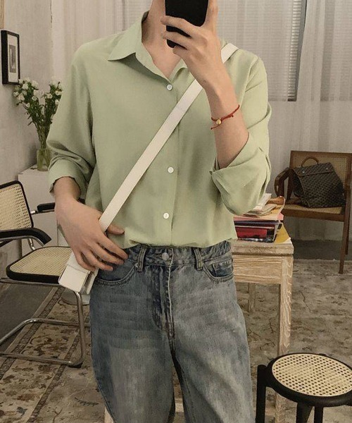 NOWLE（ノウル）の「【NOWLE】長袖 シフォン風 とろみシャツ（シャツ/ブラウス・メンズ・ブラック/ホワイト/ダークグレー/ライトグリーン/サックスブルー・MEDIUM/LARGE/XX-LARGE/X-LARGE）」の20枚目の写真