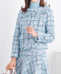 Prima Scherrer（プリマシェレル）の「ジャケット ツイード カラフル チェック Prima Scherrer（ノーカラージャケット）」