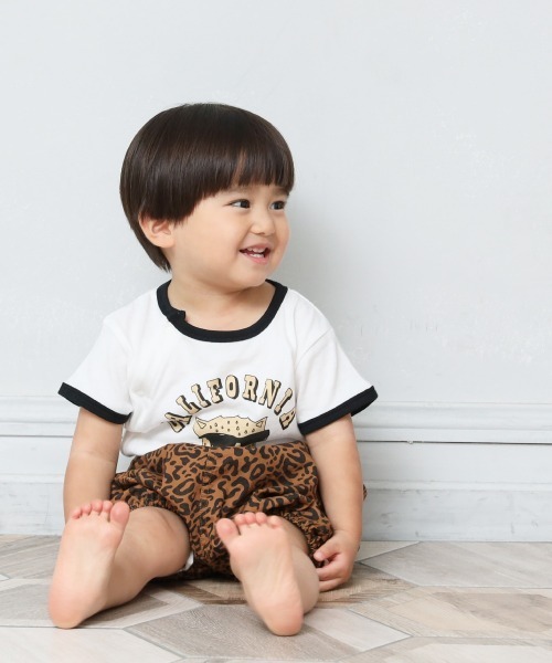 MAKE YOUR DAY(メイクユアデイ)の「ヒョウ柄リンガー前開きロンパース■70.80cm(ロンパース・キッズ・ベージュ/オフホワイト・80/70)」の8枚目の写真