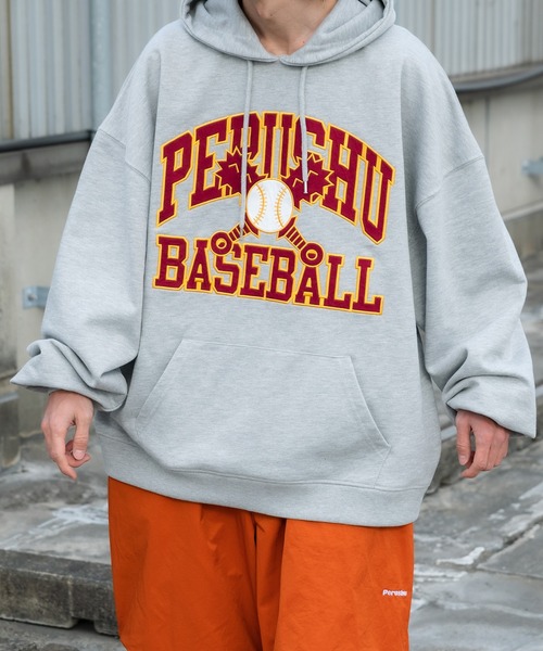 Perushu(ペルーシュ)の「オリジナルビッグロゴフーディ(パーカー・メンズ・カーキ/アイボリー/オレンジ/ライトグレー/サックスブルー・MEDIUM/LARGE)」の16枚目の写真
