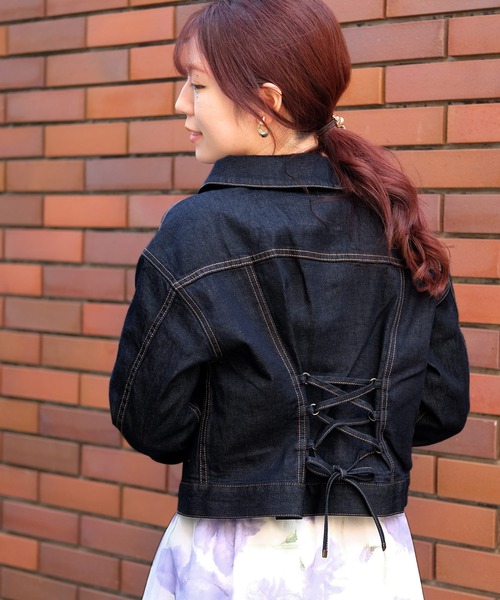 STRAWBERRY-FIELDS（ストロベリーフィールズ）の「アリコットストレッチ　デニムジャケット（デニムジャケット・レディース・ネイビー・2）」の2枚目の写真