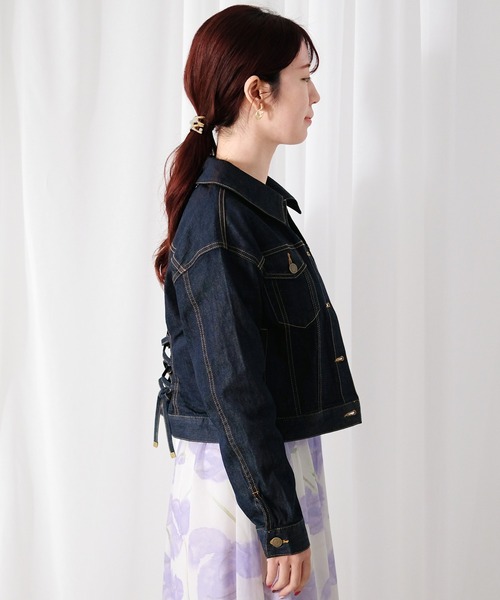 STRAWBERRY-FIELDS（ストロベリーフィールズ）の「アリコットストレッチ　デニムジャケット（デニムジャケット・レディース・ネイビー・2）」の3枚目の写真