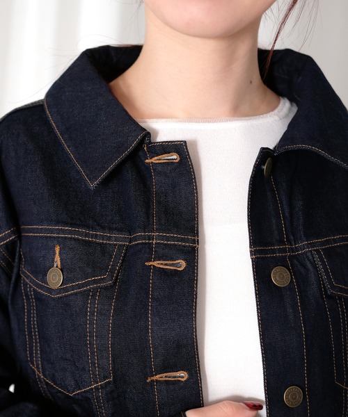 STRAWBERRY-FIELDS（ストロベリーフィールズ）の「アリコットストレッチ　デニムジャケット（デニムジャケット・レディース・ネイビー・2）」の5枚目の写真