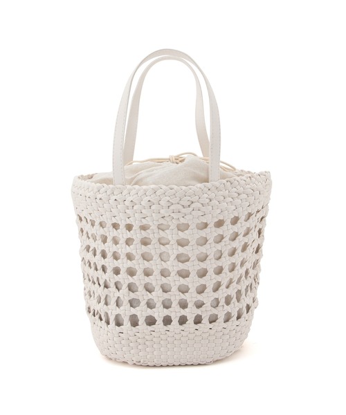 ROPE' PICNIC(ロペピクニック)の「スムースハンドメッシュ巾着付バケットトートバッグ(トートバッグ・レディース・ブラック/オフホワイト/グリーン・FREE)」の4枚目の写真