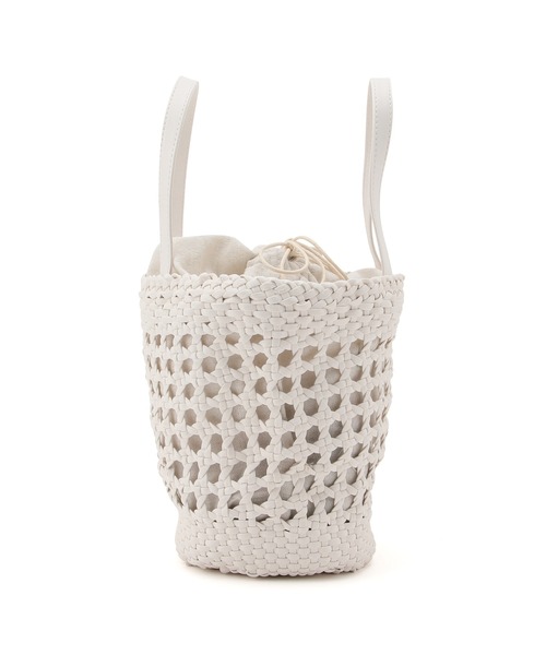 ROPE' PICNIC(ロペピクニック)の「スムースハンドメッシュ巾着付バケットトートバッグ(トートバッグ・レディース・ブラック/オフホワイト/グリーン・FREE)」の5枚目の写真