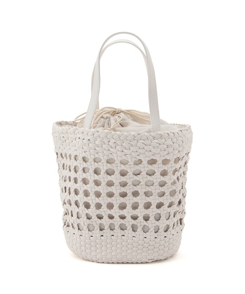 ROPE' PICNIC(ロペピクニック)の「スムースハンドメッシュ巾着付バケットトートバッグ(トートバッグ・レディース・ブラック/オフホワイト/グリーン・FREE)」の6枚目の写真