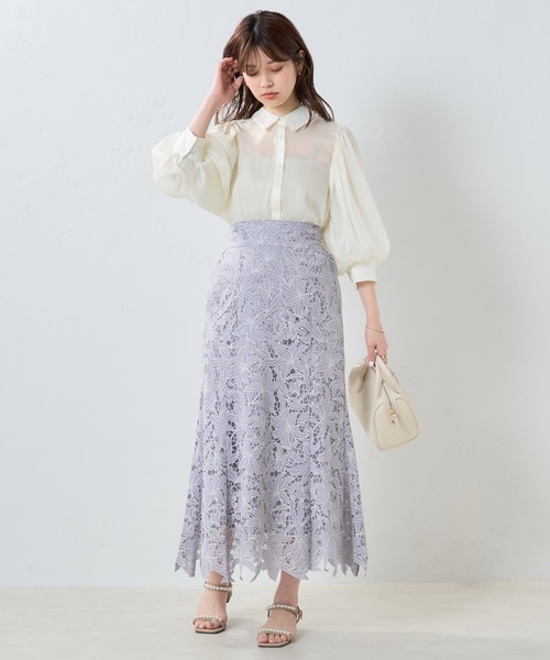 natural couture(ナチュラルクチュール)の「透け感が大人っぽい。ラメシアーボリュームスリーブシャツ(シャツ/ブラウス・レディース・オフホワイト/ブラック/グレー/オレンジ・FREE)」の5枚目の写真