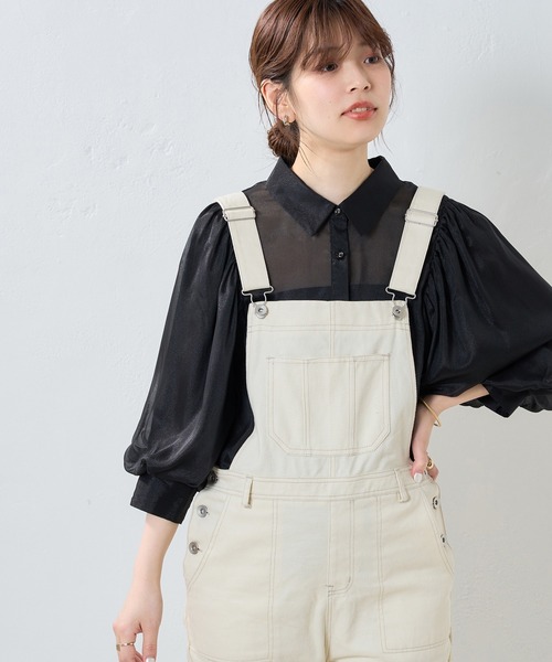 natural couture(ナチュラルクチュール)の「透け感が大人っぽい。ラメシアーボリュームスリーブシャツ(シャツ/ブラウス・レディース・オフホワイト/ブラック/グレー/オレンジ・FREE)」の13枚目の写真