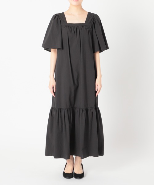 JOURNAL STANDARD relume（ジャーナルスタンダード　レリューム）の「コットンワッシャーギャザーフレアワンピース（ワンピース・レディース・ブラック/グリーン・FREE）」の16枚目の写真