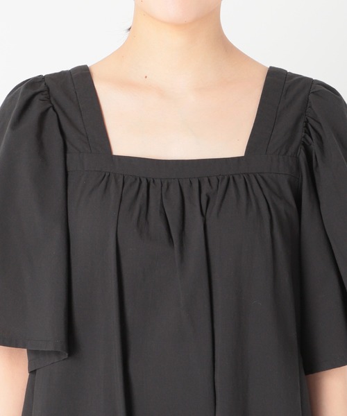 JOURNAL STANDARD relume（ジャーナルスタンダード　レリューム）の「コットンワッシャーギャザーフレアワンピース（ワンピース・レディース・ブラック/グリーン・FREE）」の4枚目の写真