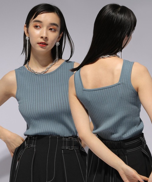 HARE（ハレ）の「2WAYニットタンクトップ(HARE)（タンクトップ・レディース・ブラック/ブルー/アイボリー・FREE）」の3枚目の写真