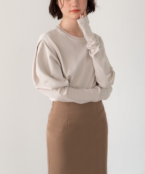 LAULEN(ローレン)の「long cuffs tops/ロングカフストップス(Tシャツ/カットソー・レディース・ホワイト/ブラック/ベージュ・FREE)」の3枚目の写真