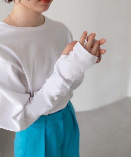 LAULEN(ローレン)の「long cuffs tops/ロングカフストップス(Tシャツ/カットソー・レディース・ホワイト/ブラック/ベージュ・FREE)」の15枚目の写真