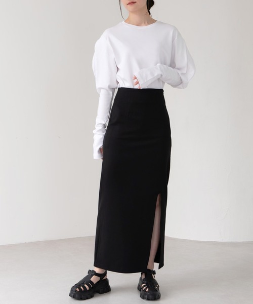 LAULEN(ローレン)の「long cuffs tops/ロングカフストップス(Tシャツ/カットソー・レディース・ホワイト/ブラック/ベージュ・FREE)」の8枚目の写真