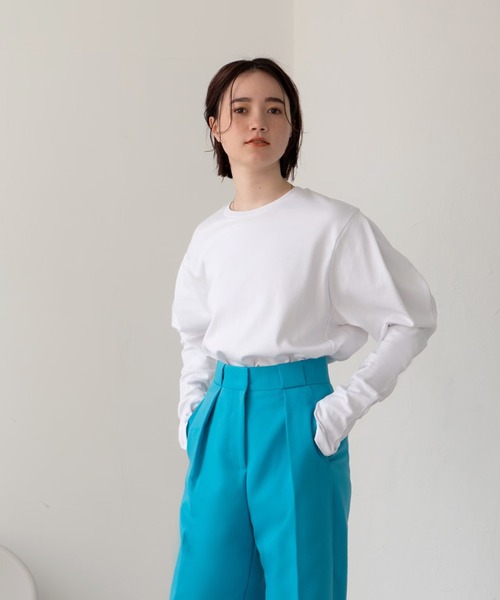 LAULEN(ローレン)の「long cuffs tops/ロングカフストップス(Tシャツ/カットソー・レディース・ホワイト/ブラック/ベージュ・FREE)」の14枚目の写真