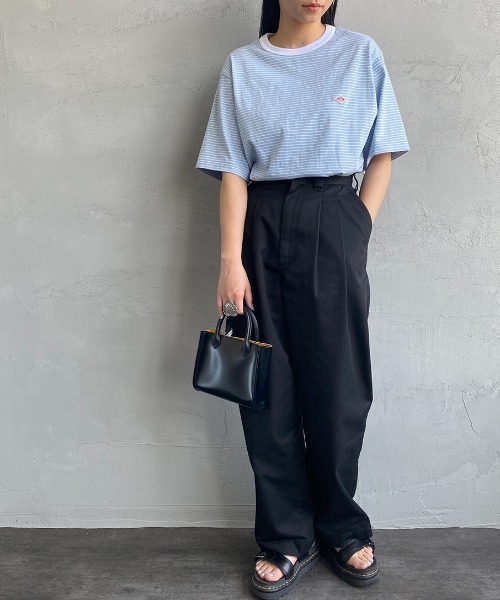 DANTON（ダントン）の「[DANTON/ダントン] コットンジャージー ワンポイントロゴクルーネックTシャツ（Tシャツ/カットソー・レディース・ホワイト/ブラック/ネイビー/ホワイト×グリーン/ホワイト×ブルー/ホワイト×ネイビー/ネイビー×ホワイト/ホワイト×ブラウン・44/40/38/42/36/34）」の4枚目の写真