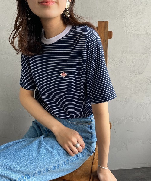 DANTON（ダントン）の「[DANTON/ダントン] コットンジャージー ワンポイントロゴクルーネックTシャツ（Tシャツ/カットソー・レディース・ホワイト/ブラック/ネイビー/ホワイト×グリーン/ホワイト×ブルー/ホワイト×ネイビー/ネイビー×ホワイト/ホワイト×ブラウン・44/40/38/42/36/34）」の8枚目の写真