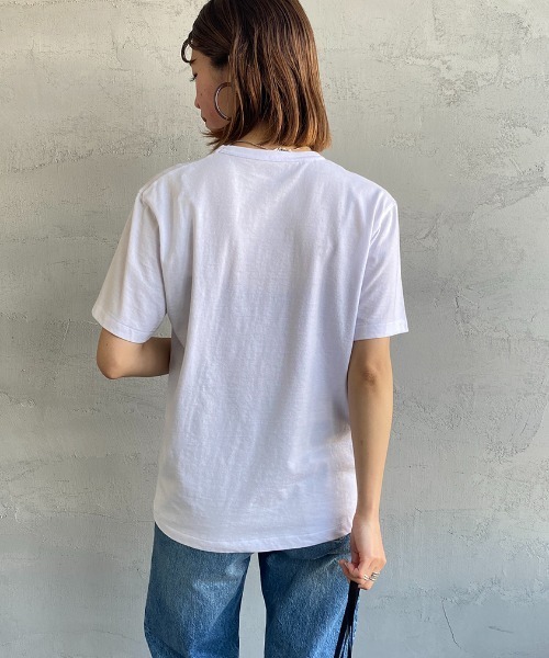 DANTON（ダントン）の「[DANTON/ダントン] コットンジャージー ワンポイントロゴクルーネックTシャツ（Tシャツ/カットソー・レディース・ホワイト/ブラック/ネイビー/ホワイト×グリーン/ホワイト×ブルー/ホワイト×ネイビー/ネイビー×ホワイト/ホワイト×ブラウン・44/40/38/42/36/34）」の18枚目の写真