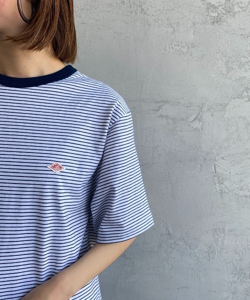 DANTON（ダントン）の「[DANTON/ダントン] コットンジャージー ワンポイントロゴクルーネックTシャツ（Tシャツ/カットソー・レディース・ホワイト/ブラック/ネイビー/ホワイト×グリーン/ホワイト×ブルー/ホワイト×ネイビー/ネイビー×ホワイト/ホワイト×ブラウン・44/40/38/42/36/34）」の9枚目の写真